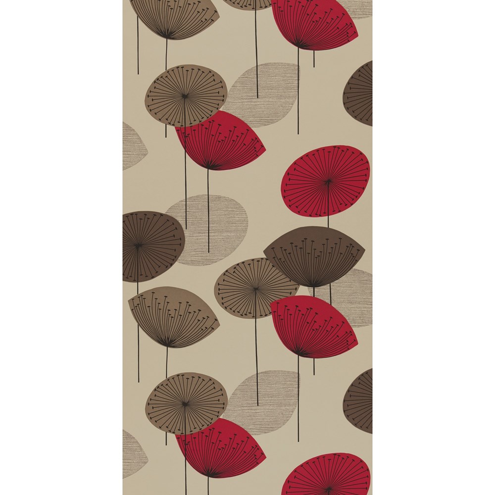 Dandelion Clocks Wallpaper 101 by Sanderson in Red